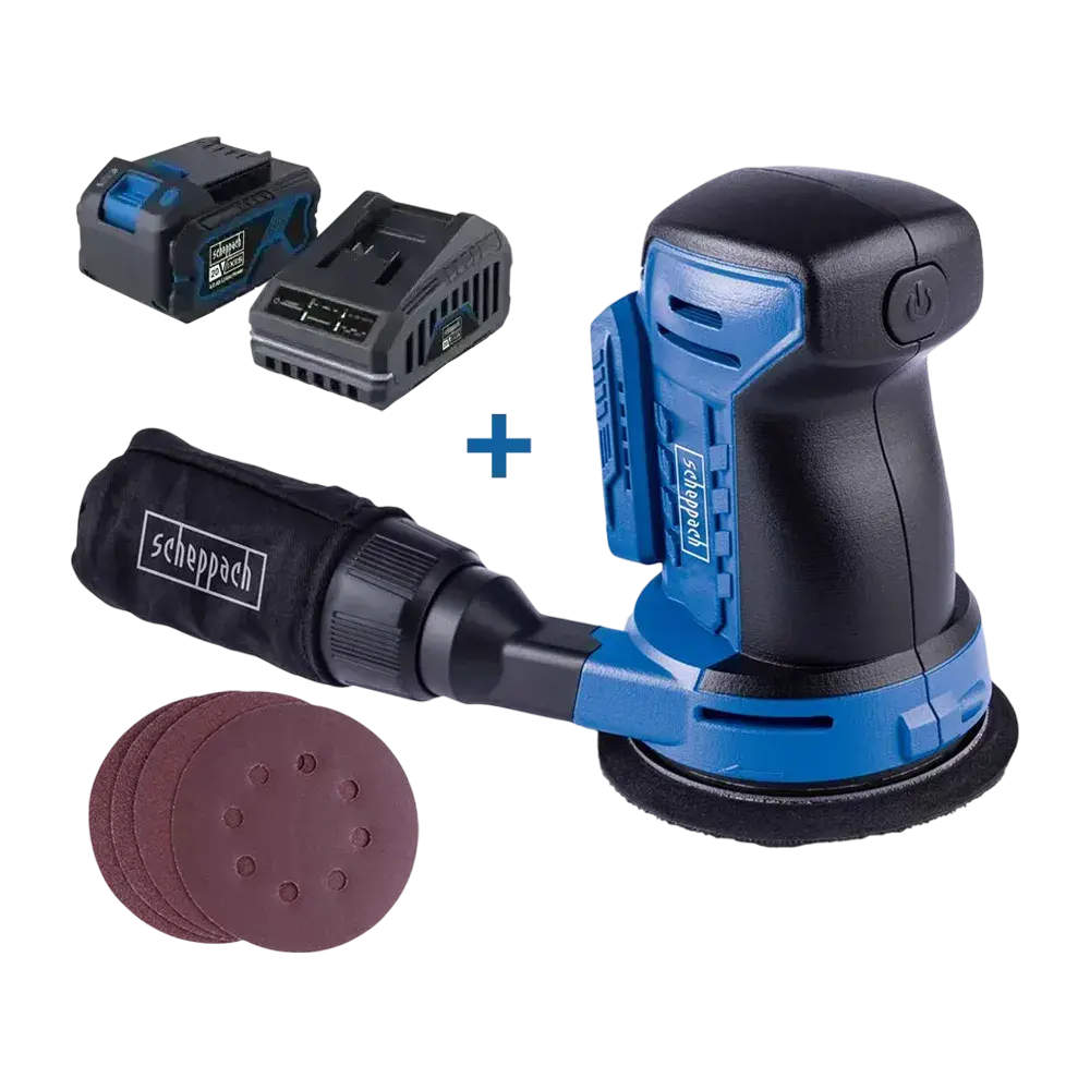 SCHEPPACH Aku ekscentrična brusilica - šlajfarica + punjač i baterija IXES C-OBS125-X (Set)