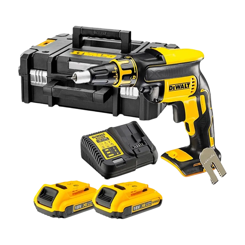 DeWALT Aku šauber - odvijač za suhu gradnju - rigips + 2x 2.0 Ah Baterija i Punjač DCF620D2-QW (Set)