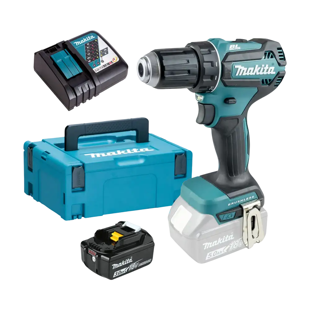 MAKITA Aku bušilica - odvijač + 3.0 Ah Baterija i Punjač DDF485RFJ1 (Set)