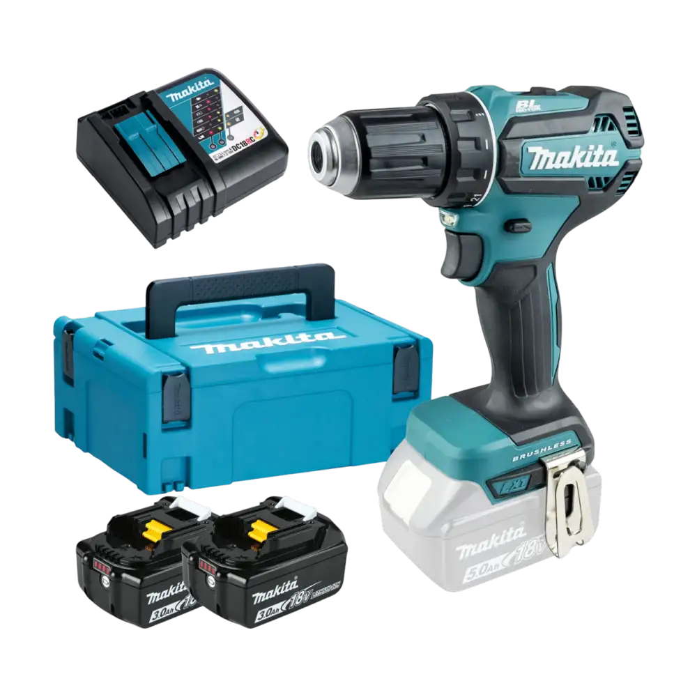 MAKITA Aku bušilica - odvijač + 2x 3.0 Ah Baterija i Punjač DDF485RFJ (Set)