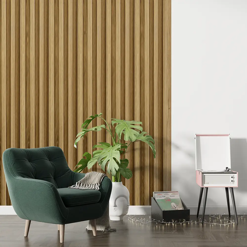 Dekorativni zidni panel - letvice - WPC068 Golden Teak - 16.7x2.4x280 cm