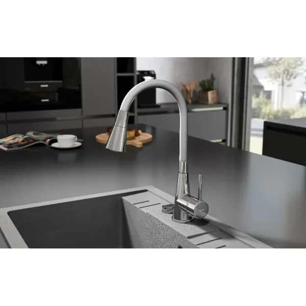 FERRO Granitni sudoper sivi MEZZO II DRGM1-48-58GA - 48 x 58 cm - Image 3