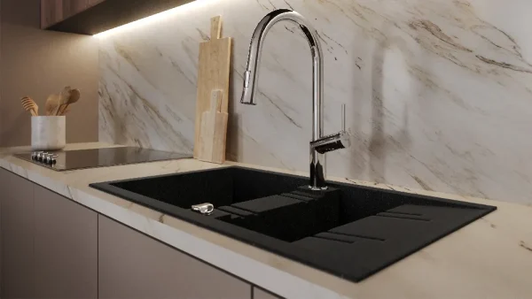 FERRO Granitni dupli sudoper grafit MEZZO II DRGM3-48-79BA - 48 x 79 cm - Image 4