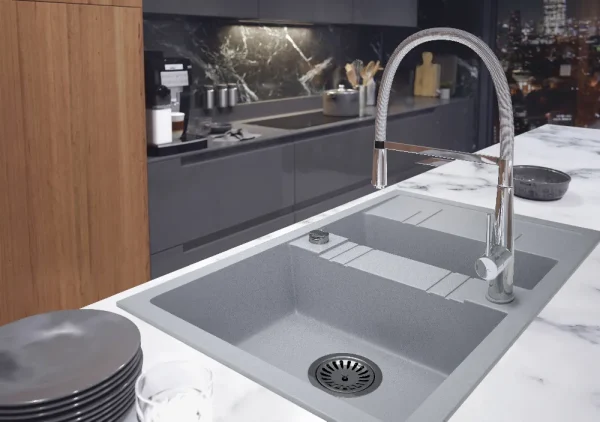 FERRO Granitni dupli sudoper sivi MEZZO II DRGM3-48-79GA - 48 x 79 cm - Image 3