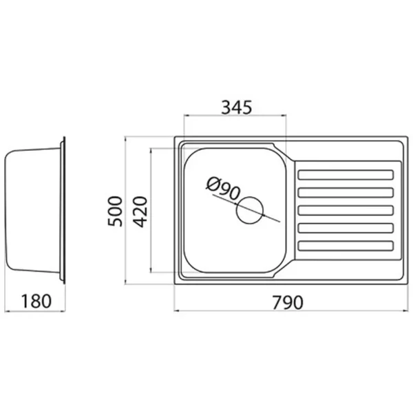 METALAC Inox sudoper Nera Praktik - 79 x 50 cm - Image 3