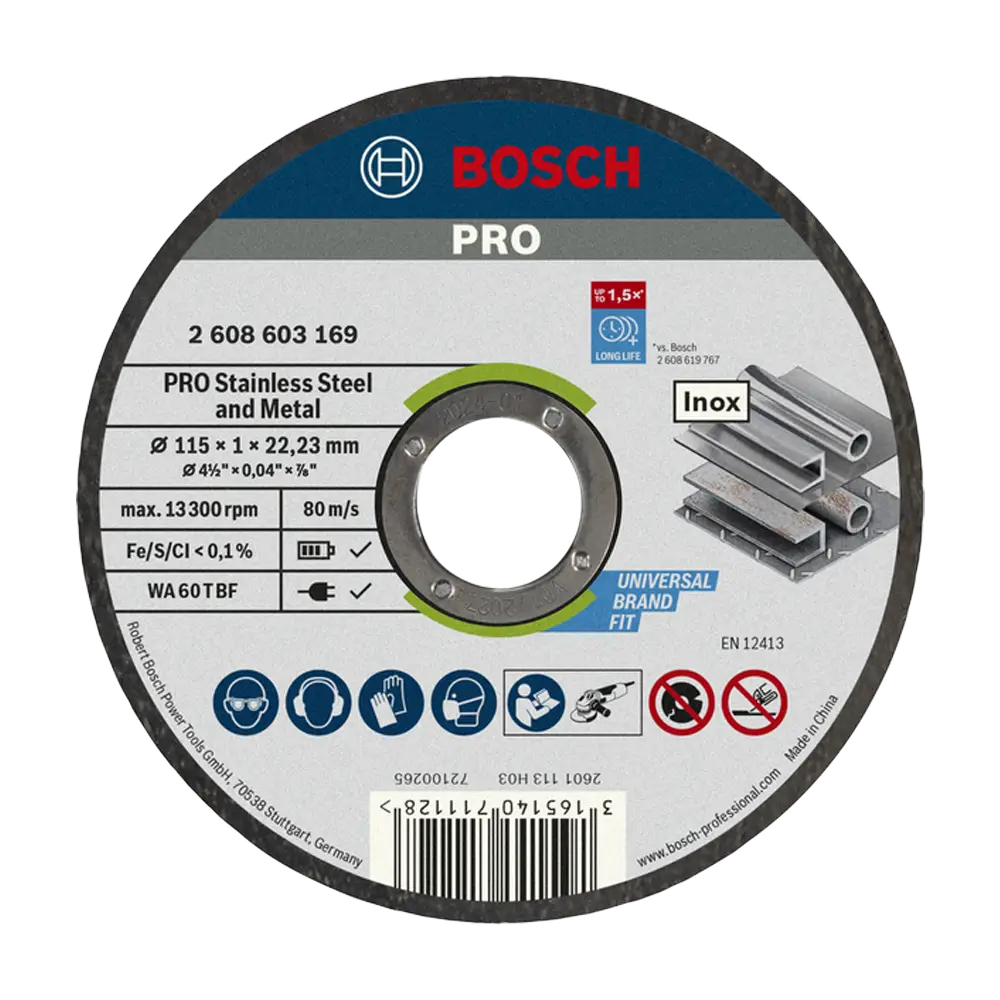 BOSCH Rezna ploča za metal S&S and Metal - 115 x 1.0 x 22.23 mm - PRO