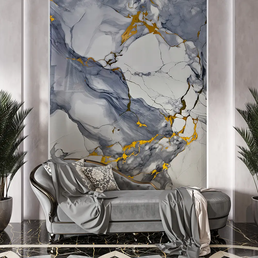 UV Marble zidni panel - Royal Blue Gold Vein - 122 x 280 x 0.3 cm