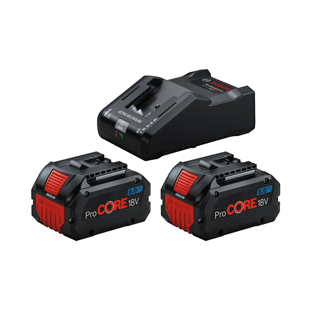 BOSCH Set 2x baterija ProCORE18V 8.0 Ah i brzi punjač GAL 18V-160 C Professional