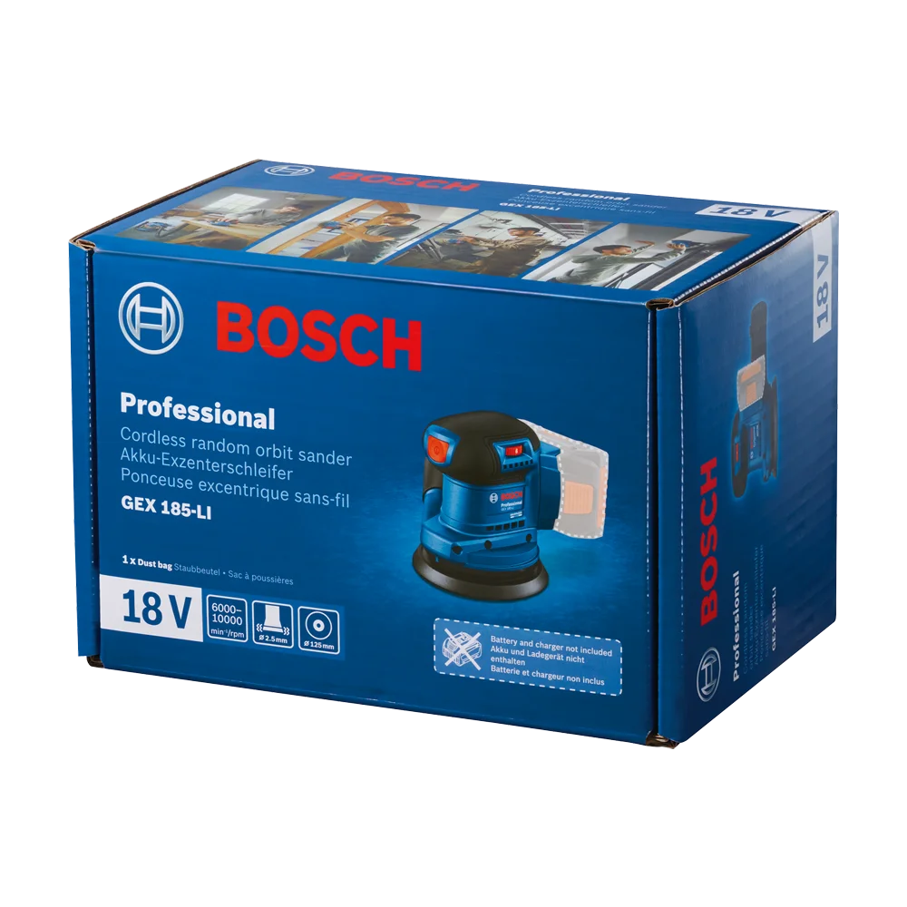 BOSCH Aku ekscentrična brusilica - šlajfarica GEX 185-Li Professional - 125 mm (Solo) - Image 6