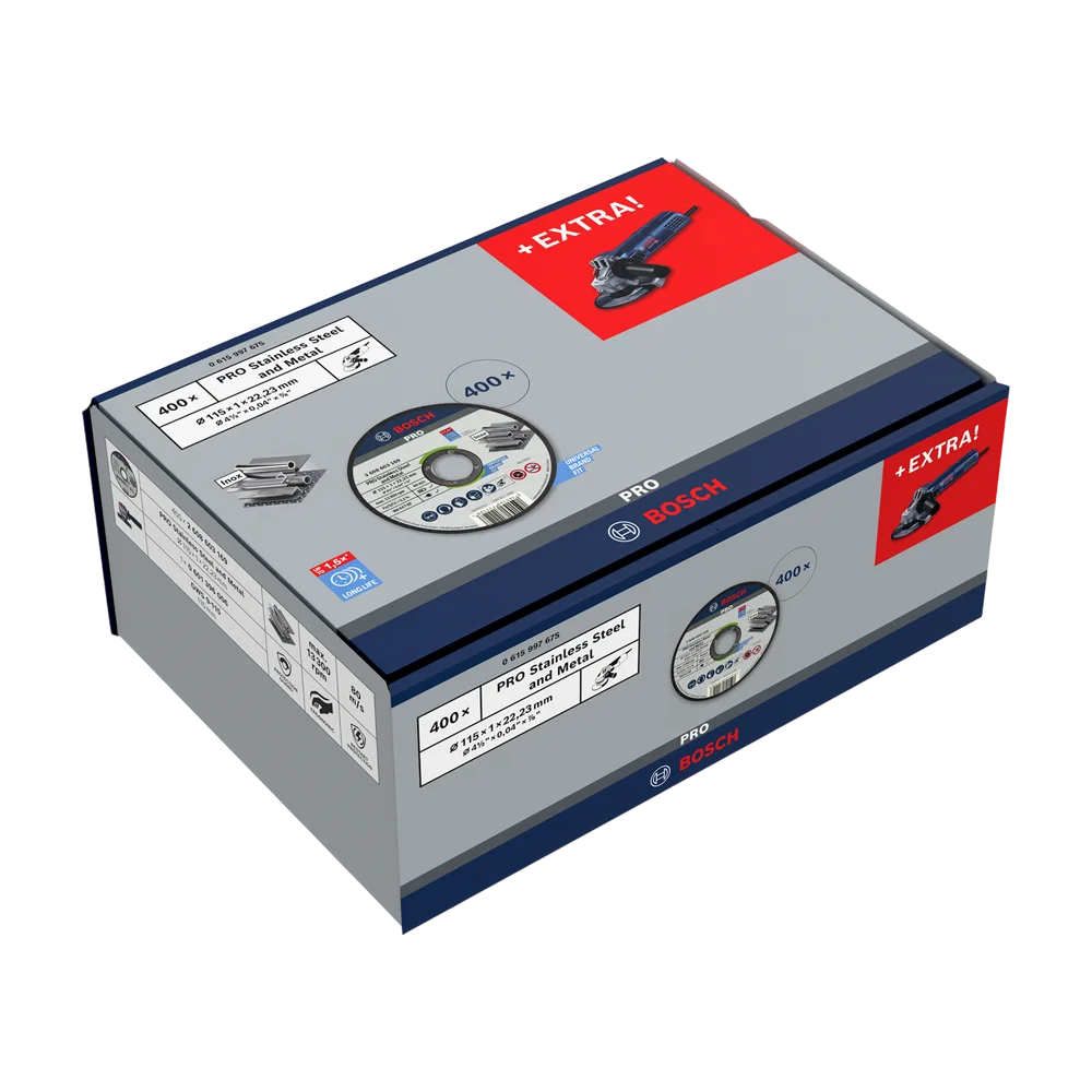 BOSCH Set ugaona - kutna brusilica GWS 9-115 + 400 reznih ploča S&S and Metal - 115 mm / Professional - Image 7