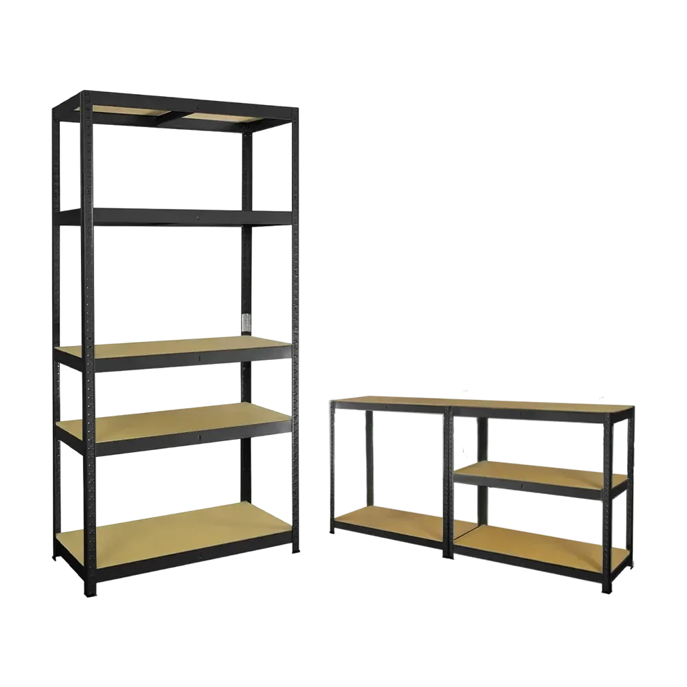 METALKAS Metalna polica - stalaža crna mat s HDF policama P2P-175 - 5 polica 875 kg / 180 x 90 x 40 cm