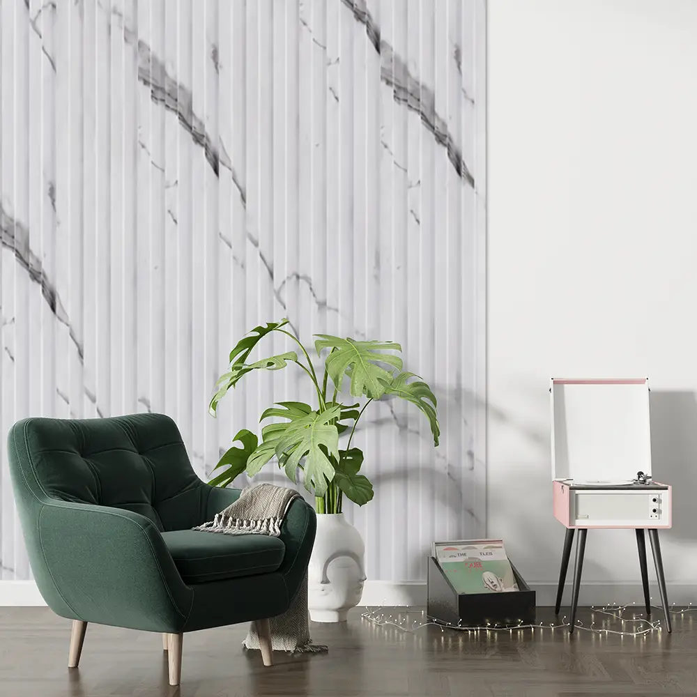 Dekorativni zidni panel - letvice - WPC106 Carrara White - 16.7x2.4x280 cm