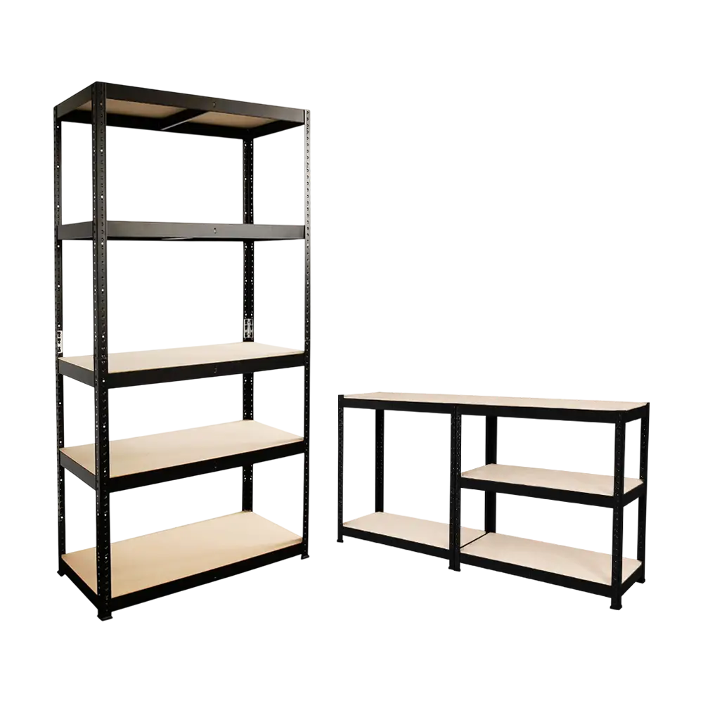 METALKAS Metalna polica - stalaža s HDF policama Black Frozen P2P-175-BFP - 5 polica 875 kg / 180 x 90 x 40 cm