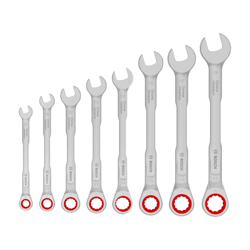 BOSCH 8-dijelni set kombiniranih ključeva s račnom - čegrtaljkom - Professional